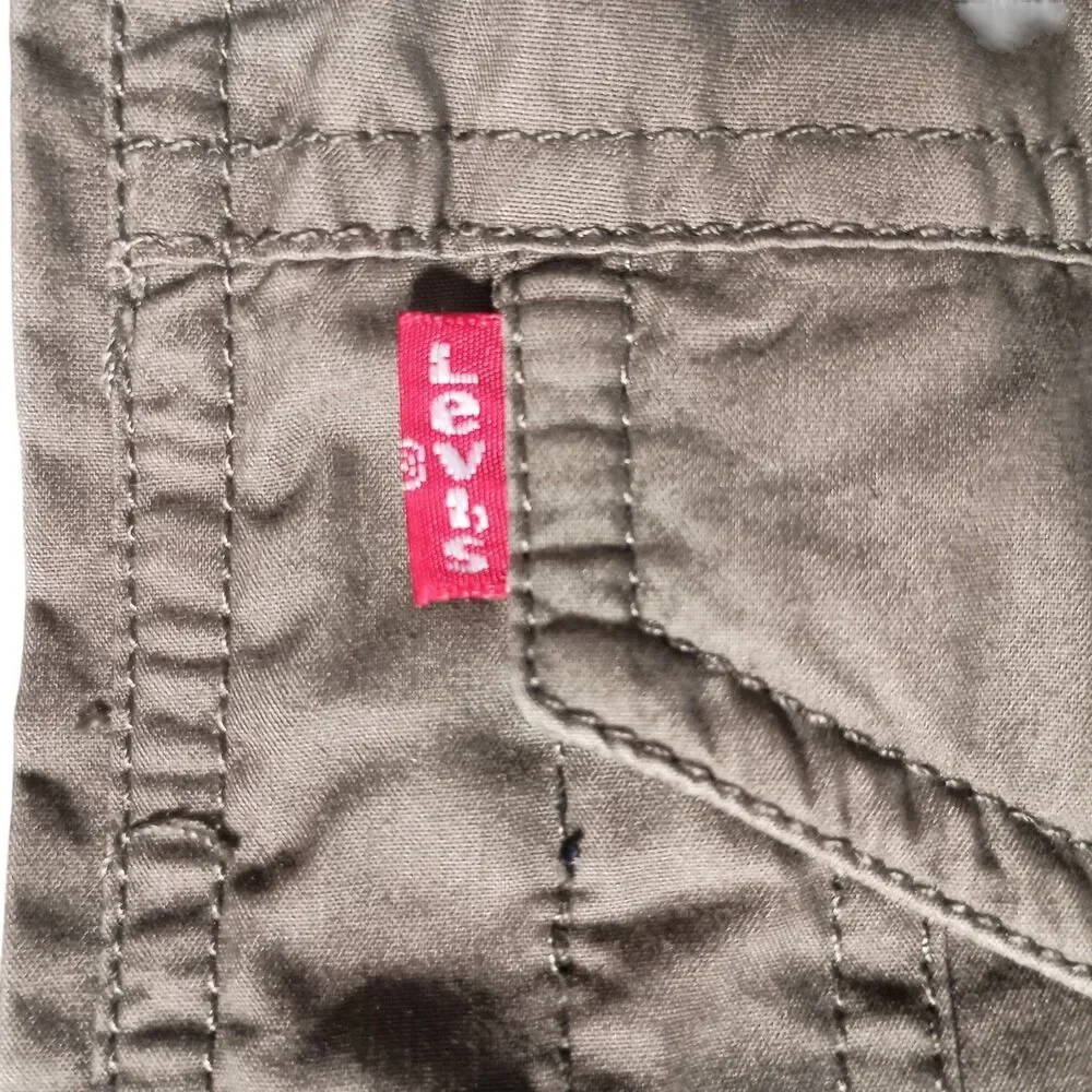 Levi's Two Pocket Military Jacket Mens Small Olive Green Hooded Full Zip